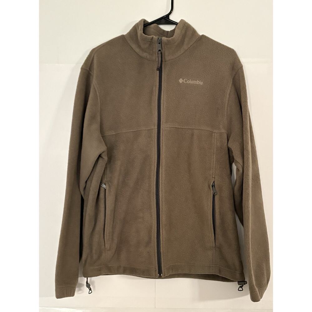 Columbia Men’s Fleece Jacket Medium Brown Full Zip Zipper Pockets